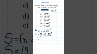 SOMA DOS ÂNGULOS INTERNOS  ENEÁGONO geometry math enem [upl. by Iniretake884]