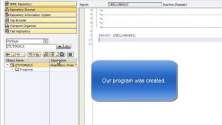 Abap Tutorial  4  First Program Hello World [upl. by Leanna]