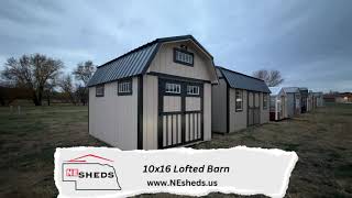 10x16 Lofted Barn with Gable Overhang and Transom Windows  NE Sheds [upl. by Nadiya660]