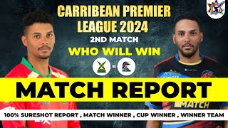 CPL 2024  2nd Match  Antigua and Barbuda Falcons vs Guyana Amazon Warriors  Match Report [upl. by Breh]