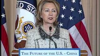 Clinton urges China to improve human rights [upl. by Hibben601]