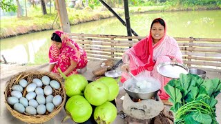 শীতের স্পেশাল হাঁসের ডিম দিয়ে বেগুন রান্না সাথে লাউ পাতার বড়া আর জমিয়ে খাওয়া দাওয়া  egg cury [upl. by Culosio773]