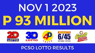 Lotto Result November 1 2023 9pm PCSO [upl. by Schnorr]