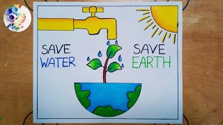 save water save earth drawing 🌍 video viralvideo drawing [upl. by Inaoj211]