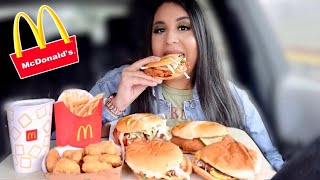 MCDONALDS MUKBANG New Crispy Chicken Sandwiches Original amp Spicy Nuggets McChicken Fries [upl. by Annoj]