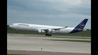 Lufthansa A340300 landing DTW [upl. by Sinylg939]