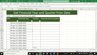 Get Financial Year and Quarter from Date in MS Excel with formula [upl. by Asi]