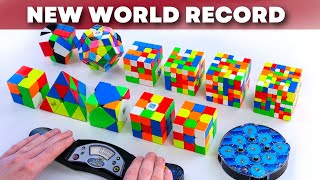 SPEED SOLVING OF ALL OFFICIAL WCA PUZZLES  NEW RECORD [upl. by Parrish148]