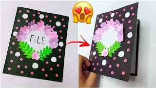 How to make handmade BEAUTIFUL BOOKLET for school projectstaple FREE BOOKLET With Design ideas [upl. by Zoeller81]