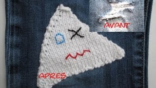 DIY TUTO TRICOT APPRENDRE A TRICOTER DES GENOUILLERE STYLE KAWAII POUR REPARER LES PANTALONS [upl. by Luther]