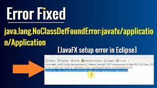 Error Fixed  Caused byjavalangNoClassDefFoundErrorjavafxapplicationApplication [upl. by Anid]