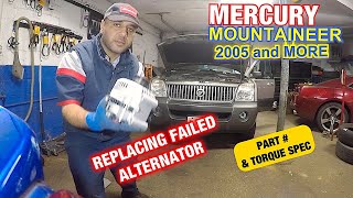 How to replace Alternator on Mercury Mountaineer 2005 and more with Torque Specs [upl. by Nyahs]