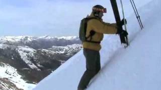 Putting Skis on in a Steep Slope with Mike Hattrup [upl. by Eustis]