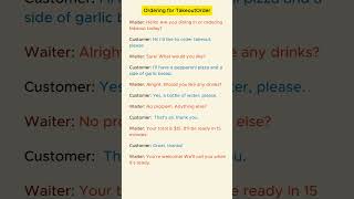 English conversation in Restaurant  Ordering for Takeout shorts [upl. by Nadia]