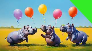 น้องฮิปโปเล่นลูกโป่งกางทุ่งนา  Baby Hippo playing with balloons in the rice field  skywan [upl. by Netsirhk]