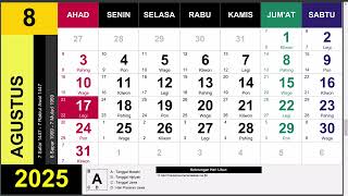 Kalender 2025 Lengkap Dengan Pasaran Jawa Weton [upl. by Reld]