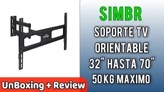 SIMBR Soporte Pared para TV de 32 a 70 Pulgadas Rotatorio y Reclinable UnBoxing Review en Español [upl. by Ominorej993]