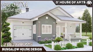 3 BEDROOMS  Bungalow House Design  150 SQM 1614sqft  120 x 125 meters  2 TampB And a Garage [upl. by Sissel]