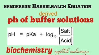 pH of Buffer solutions  Henderson Hasselbalch Equation [upl. by Cleavland]