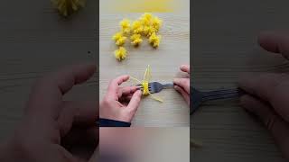 How To Make Pom Pom With Fork Pom pom Flowers BouquetDecor and Gift Idea  DIY pompom [upl. by Nylodnew]