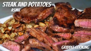 Steak and Potatoes  ASMR  Griddle Cooking [upl. by Joleen]