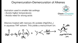 Oxymercuration Demercuration Alkene Hydration [upl. by Parrie]