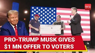 Get 1 Million Daily For Musks Unique Offer To Voters As He Drums Up Trump Support [upl. by Idoc]