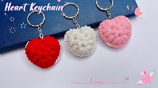 Crochet Heart Keychain ♥️ Easy Crochet Heart  Móc Móc Khoá Trái Tim [upl. by Nilak]