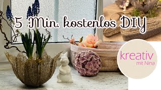 DIYs KOSTENLOS 🌷Frühlingdeko amp Osterdeko  easy DIY Bastelideen Jutte Blumen Vase amp Dekorationen [upl. by Mail]