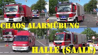 CHAOS ALARMÜBUNG in HALLE an der Saale Gefahrgut LKW vs BUS MANV Lage MontisEinsatzfahrten [upl. by Ama]