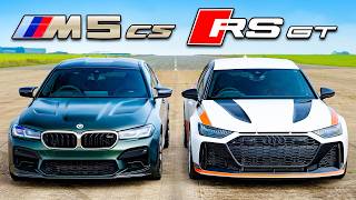 BMW M5 CS v Audi RS6 GT v AMG E63 S DRAG RACE [upl. by Dow]