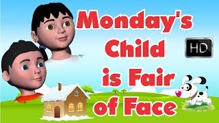 Mondays Child is Fair of Face  Nursery Rhyme For Children  3D Animation gupthaskids [upl. by Goth]