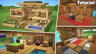 Minecraft Survival House 3 Interior Tutorial  How to Build  💡Material List in Description [upl. by Enirroc703]