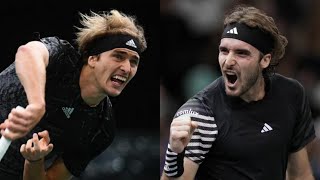 Alexander Zverev vs Stefanos Tsitsipas 2023 Paris Masters Highlights [upl. by Sedecram]