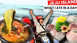 Food in Jeju Island  Is DELICIOUS  Hangover soup Tteokbokki and Sashimi jejuisland [upl. by Anial]