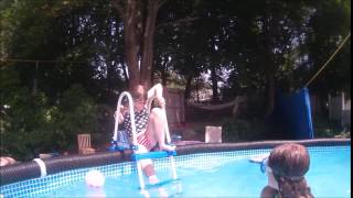 Keira falls through Intex UNSAFE pool ladder smrtCam was strapped to my head [upl. by Adnoraj]