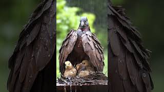 Mother Pigeon Sheltering Her Chicks from the Rain mother birds pigeon [upl. by Waldron996]