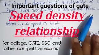 Speed density relationship numerical  traffic engineering  highway engineering [upl. by Madda]