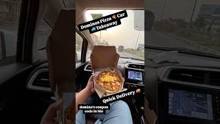 Dominos Pizza Takeaway in Car Quick Delivery dominos For coupon code comment coupon dominospizza [upl. by Nela]