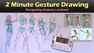 How to do 2 Minute Gesture Drawing Female Poses Basic Body Anatomy [upl. by Norty]