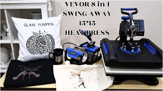 DIY GLAM ITEMS USING VEVOR 8 IN 1 HEAT PRESS SWING AWAY 1515 MACHINE  REVIEW AND DEMO [upl. by Tobiah957]