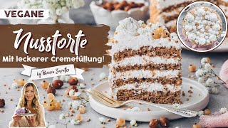 NussSahneTorte wie vom Konditor  Vegane Torte backen [upl. by Nilek]