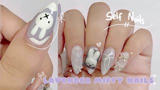 Self Nails  Lavender Miffy Nails  Gelx Nails 3d nails handmade charm [upl. by Niamjneb104]