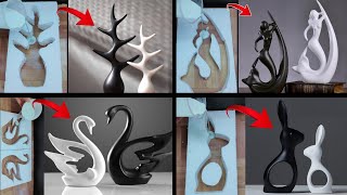 4 Easy White Cement craft ideas  Home Decoration  showpiece [upl. by Elizabet]