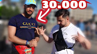 DAS 30000€ HIGHFASHION DESIGNER OUTFIT 😱🔥💸  WIE VIEL IST DEIN OUTFIT WERT STREET UMFRAGE  MAHAN [upl. by Garrek]