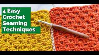 HOW TO JOIN CROCHET SQUARES AND SEAMS 4 Easy Crochet Seaming Techniques for Beginners [upl. by Nerua]