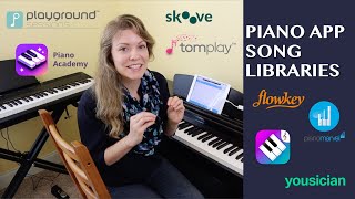 Comparing Piano App Song Libraries Piano Marvel Tomplay flowkey Skoove Yousician and more [upl. by Millian]