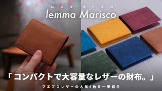 レンマ（lemma）の人気コンパクト財布「マリスコ」をレビュー｜プエブロレザー全6色を紹介／経年変化後の画像あり [upl. by Nan]