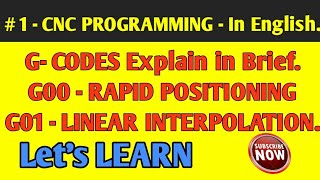 1 Tutorial CNC PROGRAMMING In English G00 amp G 01 codes [upl. by Edd207]