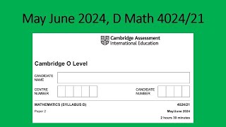 May June 2024 D Math 4024 21 Solution by Ferhan Mazher [upl. by Nirrak]